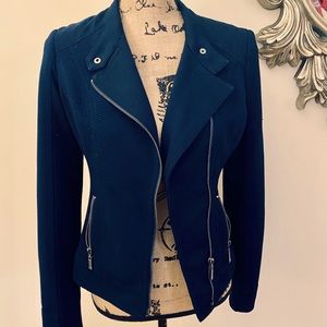 Cropped lined moto jacket